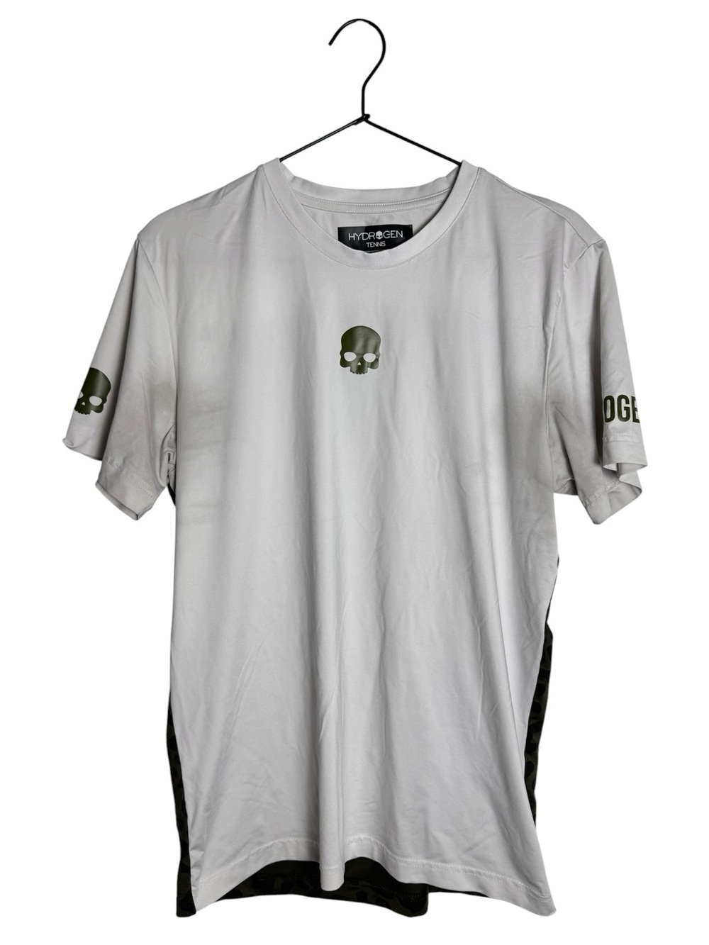 Hydrogen Tennis Panther Tech Tee Olive Green Leopard Back Skull Shirt